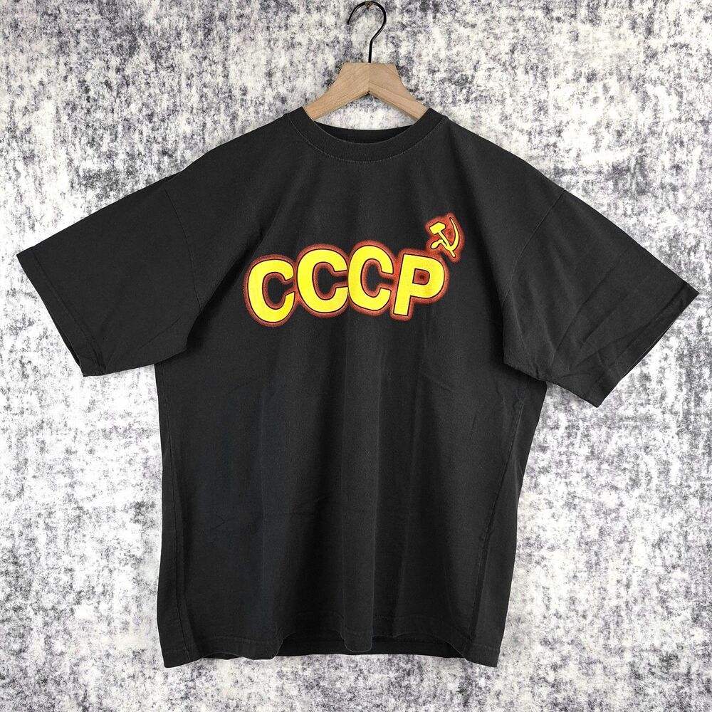 Vintage CCCP Soviet T Shirt Mens Size M Black Short Sleeve Russia